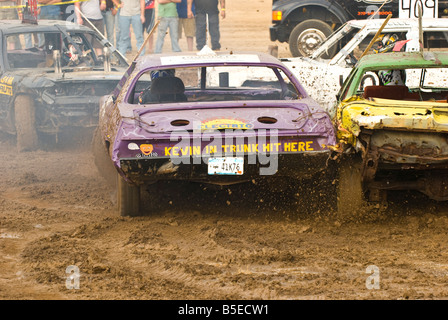 Female drivers in a demolition derby Stock Photo