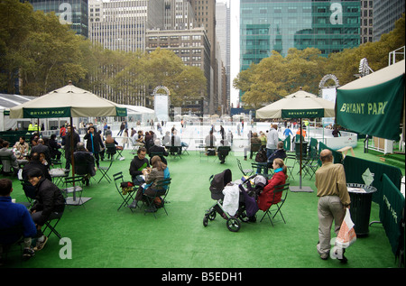 Bryant Park Skating Rink in New York City USA (For Editorial Use Only) Stock Photo