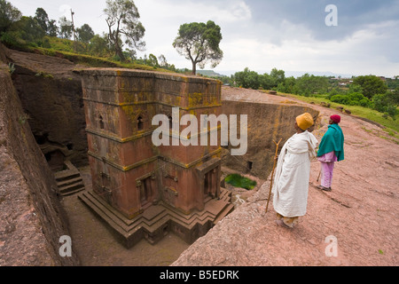 Sunken Rock Hewn church of Bet Giyorgis, (St. George), Lalibela, Ethiopia Stock Photo