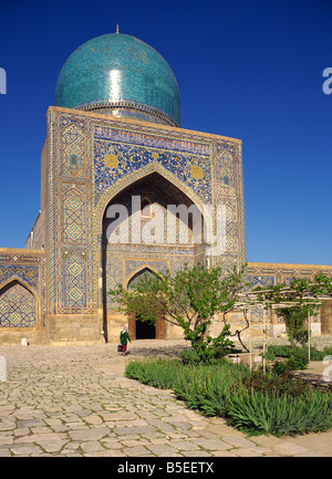 The mosque in the Tilla Kari Madrasah in Registan Square, Samarkand, Uzbekistan, Central Asia Stock Photo