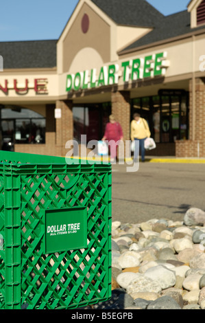 Dollar Tree shopping cart and store in Rochester Michigan USA Stock Photo