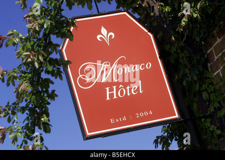 The sign at Monaco Hotel and resort in Nelson Stock Photo