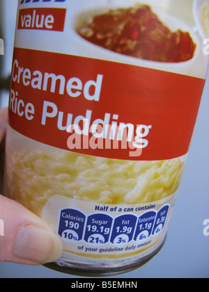 a tin of Tesco Value rice pudding Stock Photo