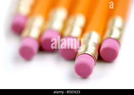 Pencils macro on white background Stock Photo