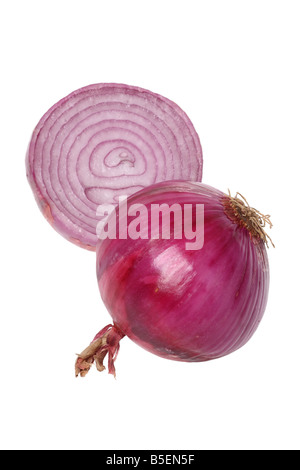 Red onion cutout on white background Stock Photo