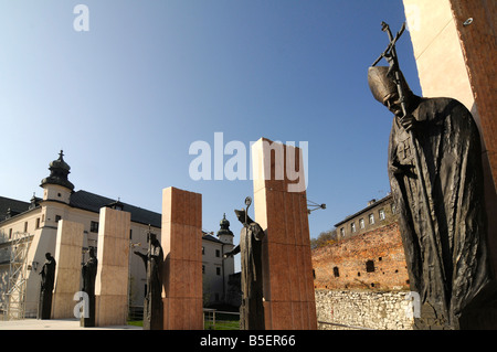 A statue representing late Polish pope John Paul 2, in the courtyard of St Stanislas church, in Krakow, Poland. Stock Photo