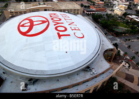 The roof of the Toyota Center basketball and ice arena at dawn Stock Photo