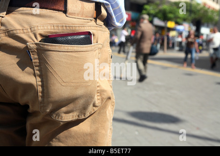 A wallet and passport in a trouser pocket, Hong Kong, China Stock Photo