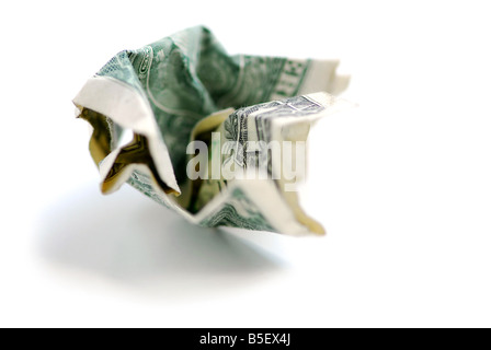 Crumpled one us dollar bill Stock Photo