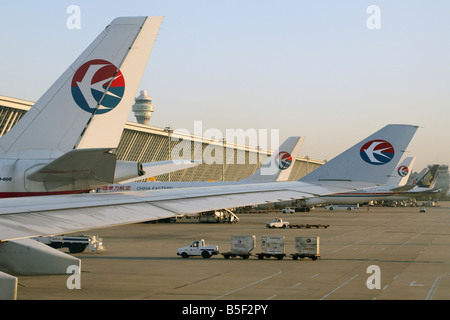 China Eastern planes at the Pudong airport, Shanghai, China Stock Photo