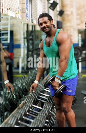 Gladiator Saracen Mike Lewis working out at Gym 1998 in London He will be studying for a GSCE at the age of 34 Stock Photo