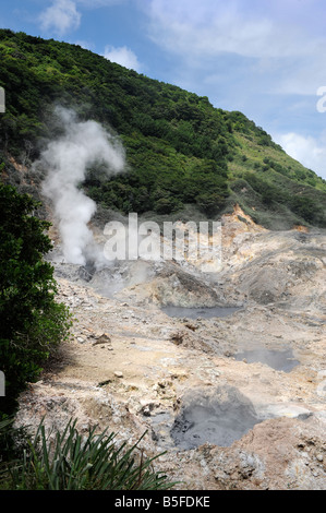 SULPHUR POOLS IN THE CRATER OF MOUNT SOUFRIERE ST LUCIA S DRIVE IN VOLCANO Stock Photo