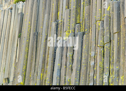 A close up view of the Devils Postpile rock formation. Stock Photo