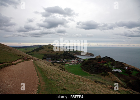 Looking down on Lulworth Cove, Dorset Stock Photo
