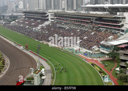 The horse race course Sha Tin in Hong Kong, China Stock Photo