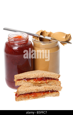 Peanut butter and Jelly cutout on white background Stock Photo