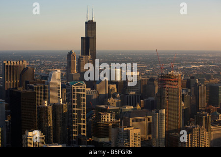 A view of Chicago’s downtown with the Sears Tower from the John Hancock Center observatory Stock Photo