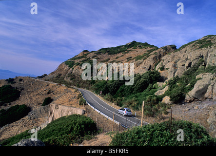 Panoramic street behind Bosa Marina and Alghero, Sardinia coast, Italy Stock Photo