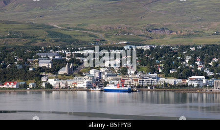 The city Akureyri north Iceland Stock Photo