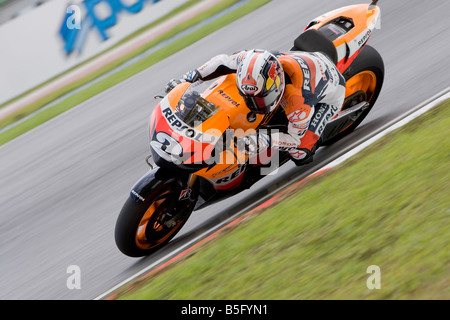 Sepang Malaysia October 18 2008 Spanish Dani Pedrosa of Repsol Honda Team at 2008 Polini Malaysian Motorcycle Grand Prix Sepang Stock Photo