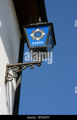 Garda lamp on wall of Garda station in the town of Milford, County Donegal, Ireland Stock Photo