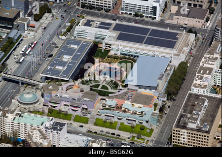 aerial view above Moscone Convention Center Zeum childrens museum San Francisco California Stock Photo