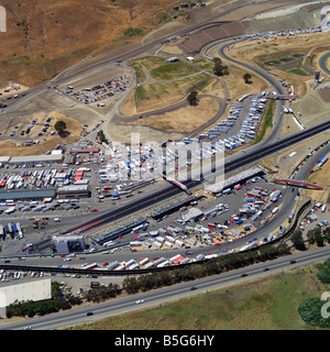 aerial view above Winston Cup NASCAR racing at Infineon raceway (Sears Point) automobile race track Sonoma county California Stock Photo