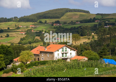 Rural housing near the town of Bermeo in the province of Biscay Basque Country Northern Spain Stock Photo
