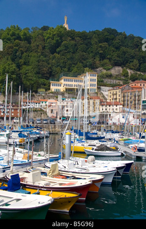 Boats docked at the city of Donostia San Sebastian Guipuzcoa Basque Country Northern Spain Stock Photo