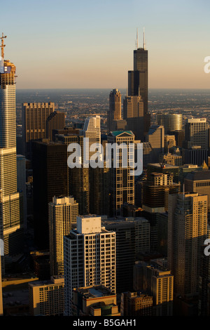 A view of Chicago’s downtown with the Sears Tower from the John Hancock Center observatory Stock Photo