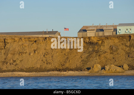 erosion due to melting permafrost rising sea levels and surf along the Arctic coast is causing the land to slump Arctic National Stock Photo