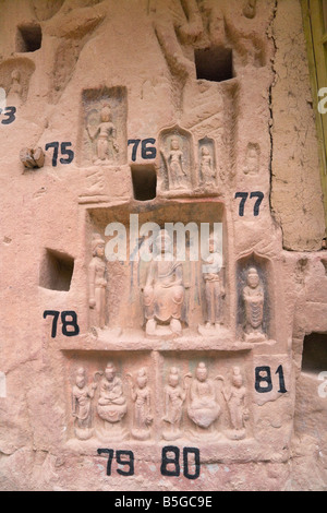 Buddhist statues and caves in Bingling Temple Lanzhou Gansu Province China Stock Photo