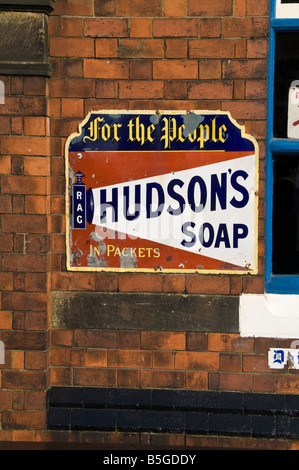 Original enamel advertising sign at Quorn & Woodhouse Railway Station on the Great Central Railway, Leicester, Leicestershire. Stock Photo