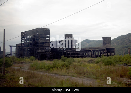 Derelict factory, Sometra, Carbosin, Copsa Mica, Transylvania, Romania Stock Photo