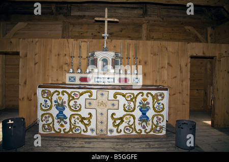 Primitive Altar at quarters of the Jesuits and the Huron Indians in a Village near Midland, Ontario,Canada Stock Photo