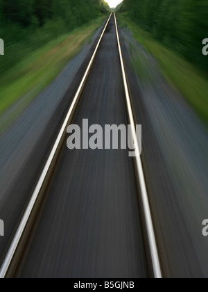 Canada,Manitoba,Churchill,train tracks through Boreal forest of Northern Manitoba Stock Photo