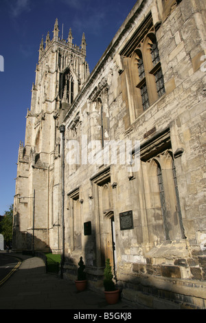 City of York, England. The former York Minster Library now being used as the Minster shop on the south façade of the cathedral. Stock Photo