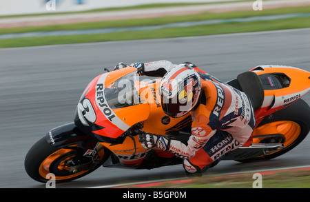 Sepang Malaysia October 17 2008 Spanish Dani Pedrosa of Repsol Honda Team at 2008 Polini Malaysian Motorcycle Grand Prix Sepang Stock Photo