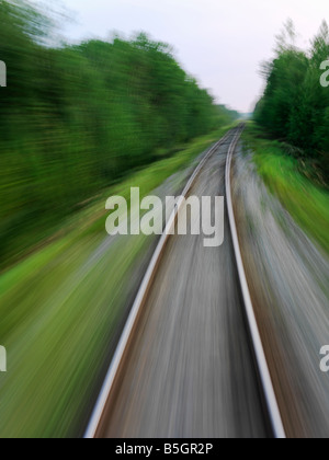 Canada,Manitoba,Churchill,train tracks through Boreal forest of Northern Manitoba Stock Photo