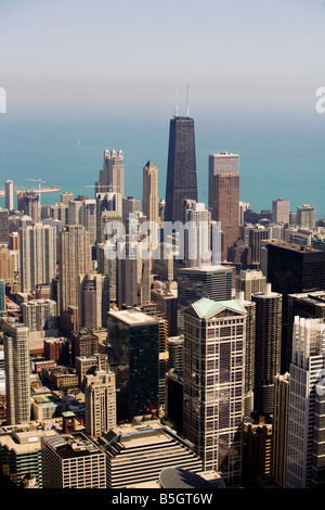 A view of the John Hancock Center and Chicago’s downtown from the Sears Tower Skydeck Stock Photo