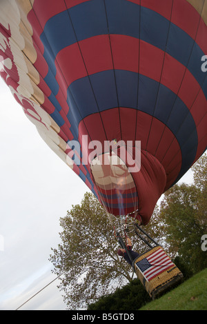 BB&T hot air balloon starts to go up at the 2008 Shenandoah Valley Hot Air Balloon Festival in Millwood, Virginia. Stock Photo