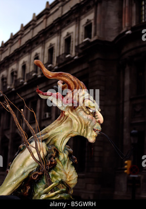 Diabolical figure taking part in the 'correfoc' in Barcelona, Catalonia (Spain) Stock Photo