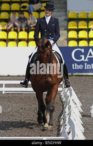 Horse rider in dressage competition Stock Photo
