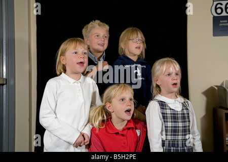 USA AMERICA OREGON A children s choir sings an old folk song at a rehersal in Bend Oregon Stock Photo