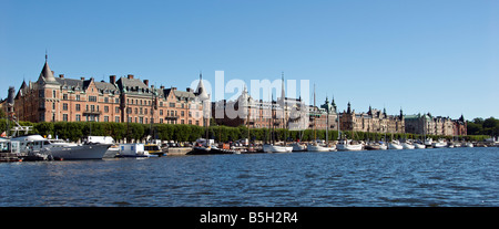 Grand houses waterfont Strandvagen Ostermalm Stockholm Sweden Stock Photo