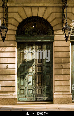 Entrance to building - green double doors Stock Photo - Alamy