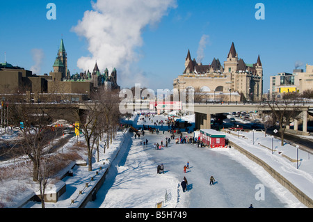 Ice skating on the Rideau Canal Ottawa Ontario Stock Photo