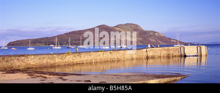 Lamlash Pier and the Holy Island, Isle of Arran, North Ayrshire, Scotland, UK. Stock Photo