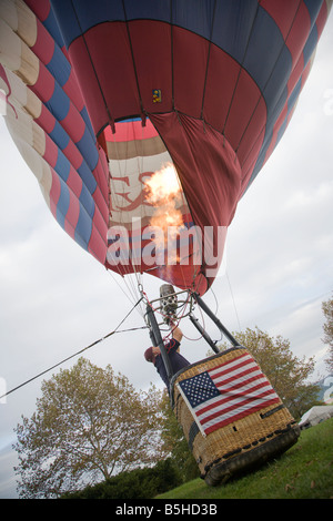 BB&T hot air balloon starts to go up at the 2008 Shenandoah Valley Hot Air Balloon Festival in Millwood, Virginia. Stock Photo