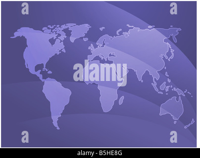 World map illustration with abstract wavy design Stock Photo - Alamy
